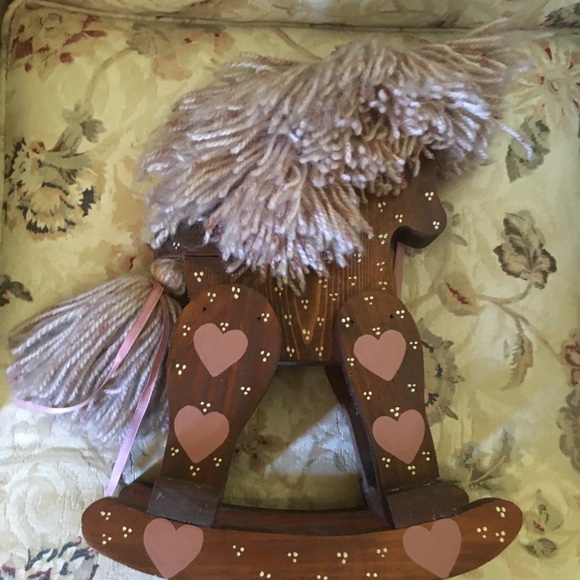 Preowned 13” Wooden Decor Hand Painted Rocking Horse - Picture 2 of 7